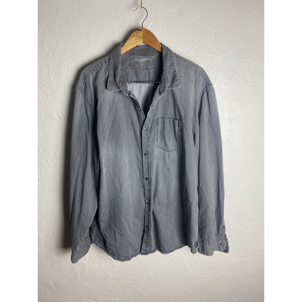 Calvin Klein Jeans Button Down Shirt Long Sleeve Casual‎ Gray XXL